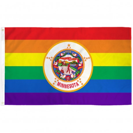 Minnesota Rainbow Pride 3 'x 5' Polyester Flag