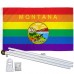 Montana Rainbow Pride 3 'x 5' Polyester Flag, Pole and Mount