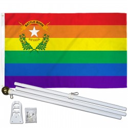 Nevada Rainbow Pride 3 'x 5' Polyester Flag, Pole and Mount