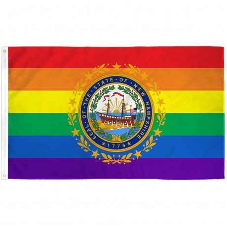 New Hampshire Rainbow Pride 3 'x 5' Polyester Flag