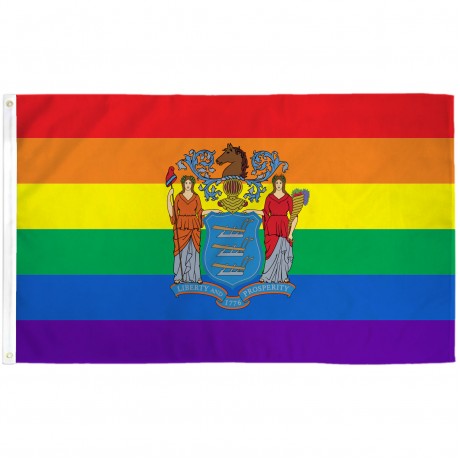 New Jersey Rainbow Pride 3 'x 5' Polyester Flag