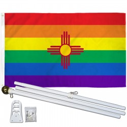 New Mexico Rainbow Pride 3 'x 5' Polyester Flag, Pole and Mount