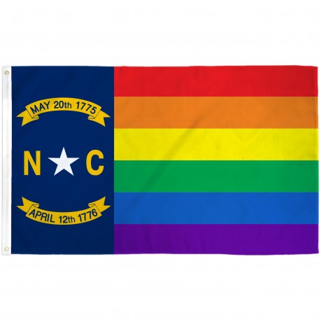 North Carolina Rainbow Pride 3 'x 5' Polyester Flag