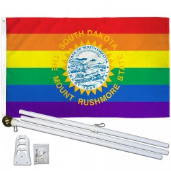 South Dakota Rainbow Pride 3 'x 5' Polyester Flag, Pole and Mount
