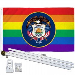 Utah Rainbow Pride 3 'x 5' Polyester Flag, Pole and Mount