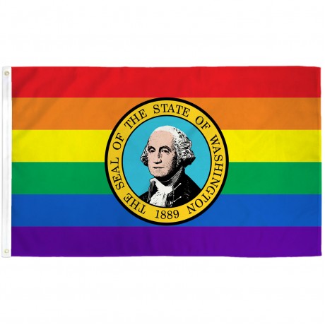 Washington Rainbow Pride 3 'x 5' Polyester Flag