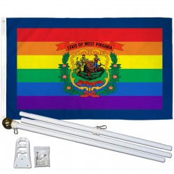 West Virginia Rainbow Pride 3 'x 5' Polyester Flag, Pole and Mount