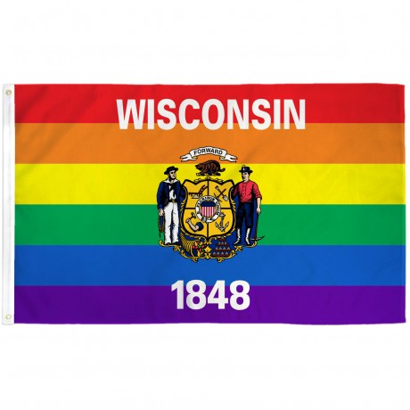 Wisconsin Rainbow Pride 3 'x 5' Polyester Flag