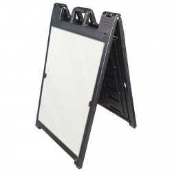 25" x 45" Black Poly Plastic A-Frame - Acrylic White Panels