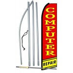 Computer Repair Red Yellow Extra Wide Swooper Flag Bundle