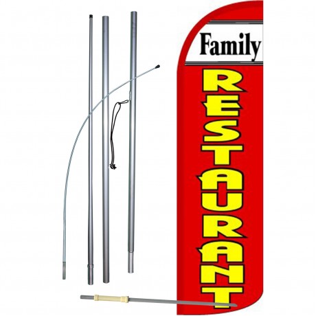 Family Restaurant Extra Wide Windless Swooper Flag Bundle