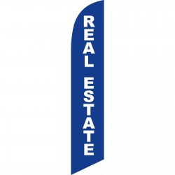 Real Estate Blue White Windless Swooper Flag