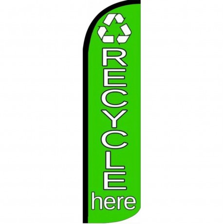 Recycle Here Green Windless Swooper Flag