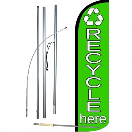 Recycle Here Green Windless Swooper Flag Bundle
