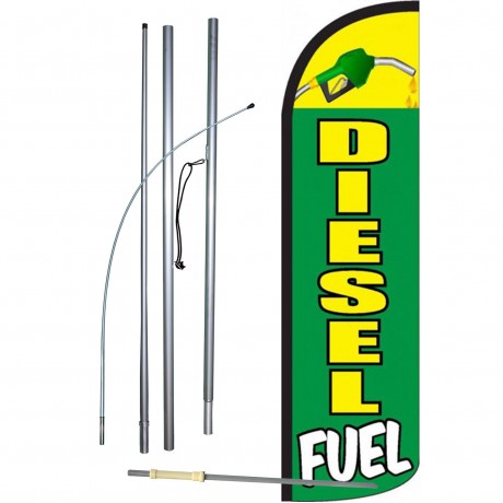 Diesel Fuel Green Windless Swooper Flag Bundle