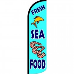 Fresh Sea Food Blue Windless Swooper Flag