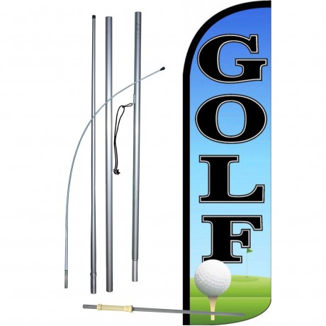 Golf With Ball Windless Swooper Flag Bundle