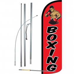 Boxing Red Extra Wide Windless Swooper Flag Bundle