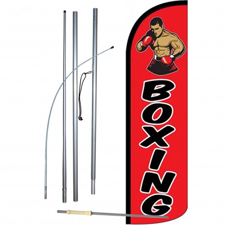 Boxing Red Extra Wide Windless Swooper Flag Bundle