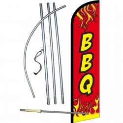 BBQ Red Flames Windless Swooper Flag Bundle