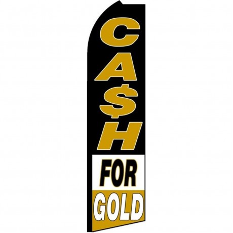 Cash For Gold Black White Extra Wide Swooper Flag