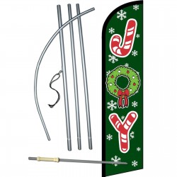 Joy Green Christmas Windless Swooper Flag Bundle