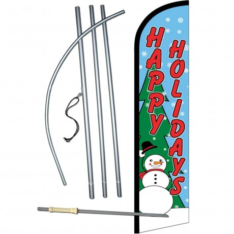 Happy Holidays Snowman Windless Swooper Flag Bundle