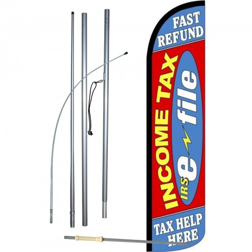 Tax Service Fast Refund 15' Feather Banner Swooper Flag Kit with pole+spike 