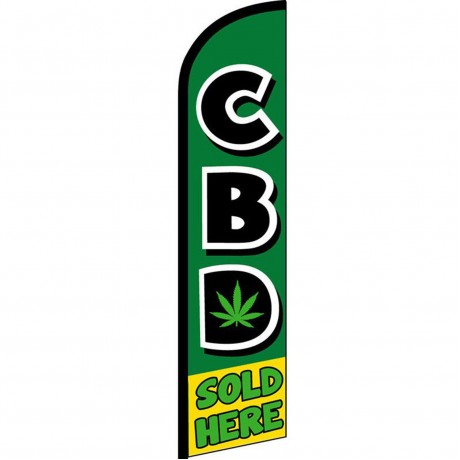 CBD Sold Here Green Windless Swooper Flag