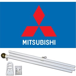 MITSUBISHI 3' x 5'  Flag, Pole And Mount.