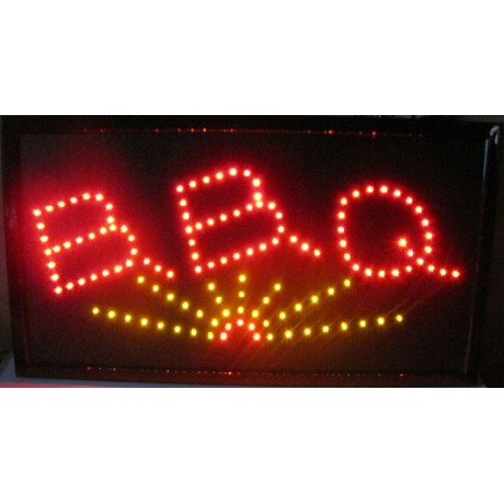 13"H X 24"W BBQ LED Sign Yellow Sunburst