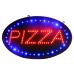 14" x 23" Oval Pizza LED Sign