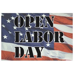 Open On Labor Day 2' x 3' Vinyl Business Banner