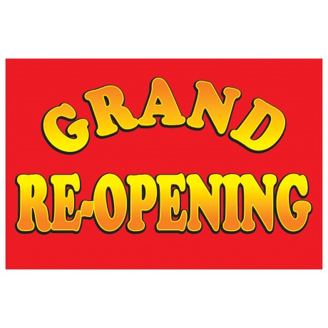 Grand Re-opening Red 2' x 3' Vinyl Business Banner