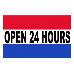 Open 24 Hours 2' x 3' Vinyl Business Banner