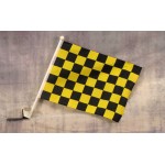 Checkered Black & Yellow 12" x 15" Car Window Flag