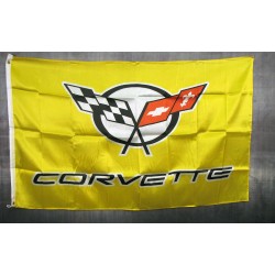 Corvette Yellow Automotive Logo 3'x 5' Flag
