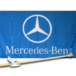 MERCEDES BLUE 3' x 5'  Flag, Pole And Mount.