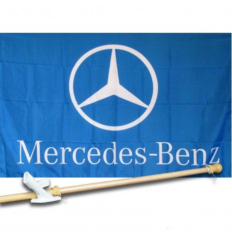 MERCEDES BLUE 3' x 5'  Flag, Pole And Mount.