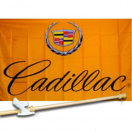 CADILLAC GOLD 3' x 5'  Flag, Pole And Mount.