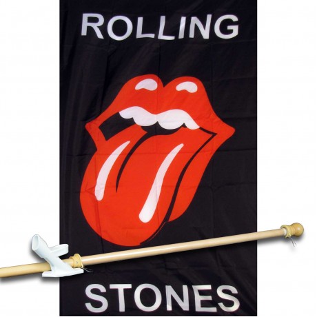 ROLLING STONES 3' x 5'  Flag, Pole And Mount.