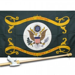 ARMY RETIRED 3' x 5'  Flag, Pole And Mount.
