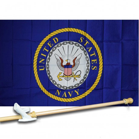 NAVY 3' x 5'  Flag, Pole And Mount.