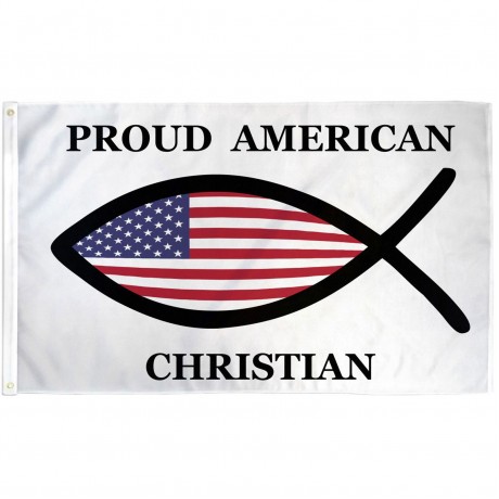 Proud American Christian Fish 3' x 5' Polyester Flag