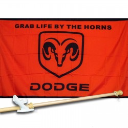 DODGE RAM RED BLK 3' x 5'  Flag, Pole And Mount.