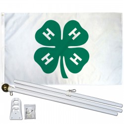 4 H Club 3' x 5' Polyester Flag, Pole and Mount