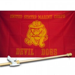 MARINES DEVIL DOGS 3' x 5'  Flag, Pole And Mount.