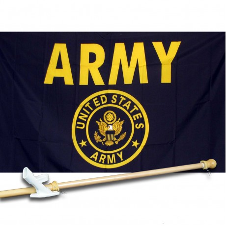 ARMY GOLD ARMORED 3' x 5'  Flag, Pole And Mount.