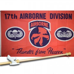 ARMY 17TH AIRBORNE 3' x 5'  Flag, Pole And Mount.