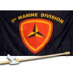 MARINE 3RD DIVISION 3' x 5'  Flag, Pole And Mount.